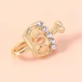 Gioiello per piercing al naso con strass dorati alla moda da donna stile quotidiano chic - Stile Corona e Cuore (SE1198)
