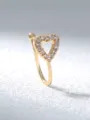 Anello da naso a cuore dorato con zirconi brillanti, delicato gioiello per piercing. - Stile Cuore (SE1861)