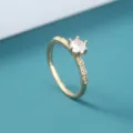 Verguld zirkonia ring, elegante geplaveide zirkon ring voor vrouwen dagelijkse mode accessoires - Roze(SE1505)