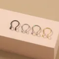 Minimalistische hoefijzer septum ring variant in zwart, zilver, regenboog en gouden kleuren. - Zwart, Zilver, Kleurrijk en Goud
