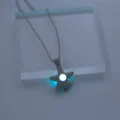 Leuchtend Seestern Anhänger Halskette Silber Nachtleuchtend Schmuck Geschenk für Damen - Leuchtendes Blau-Grün (NY730)