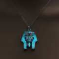 Glow in the dark Egyptian pharaoh pendant necklace, vintage silver luminous chain jewelry for men women - Blue-Green Luminous