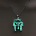 Glow in the dark Egyptian pharaoh pendant necklace, vintage luminous metal jewelry for men and women - Yellow-Green Luminous