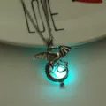 Glow in the dark dragon cage pendant necklace fashion luminous bead jewelry gift for women - Dragon-Blue Green Glow