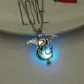 Glow in the dark dragon pendant necklace with luminous blue bead for women fashion gift - Dragon-Sky Blue Glow