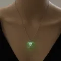 Glow in the dark hollow animal pendant necklace stylish silver chain fashion jewelry gift. - Dog-Yellow Green Glow