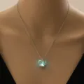 Luminous heart necklace with Mom pendant, glowing hollow design fashion jewelry gift for women. - Heart Mom-Blue Green Glow