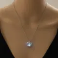 Glow in the dark heart pendant necklace for women, silver hollow fashion jewelry gift item. - Heart Mom-Sky Blue Glow