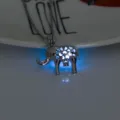 Glow in the dark elephant pendant necklace creative hollow animal jewelry gift for women. - Elephant-Sky Blue Glow