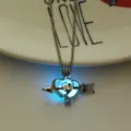 Glow in the dark heart arrow necklace hollow luminous locket pendant jewelry gift for women - Heart Arrow-Sky Blue Glow