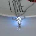 Luminous bull skull pendant necklace, glowing hollow animal choker jewelry style variant. - Bull Head-Sky Blue Glow