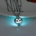 Glow in the dark Halloween pumpkin pendant necklace with silver chain for women and girls. - Pumpkin-Blue Green Glow