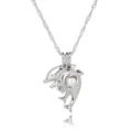 Silberne hohle Delfin Herz Perlenkaefig Anhaenger Kette elegante Damen Schmuck Geschenk. - Delfin (NY113)