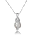 Close-up view of the hollow gourd pearl cage pendant necklace detail, silver tone metal craft. - Gourd Peanut (NY114)