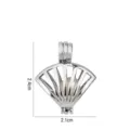 Dettaglio pendente gabbia ventaglio cavo argento con dimensioni e perla per creazione gioielli - Stile Conchiglia (PL065)