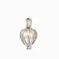 Accessorio pendente gabbia cavo in metallo argentato con perla bianca per design di gioielli. - Stile Zucca Appuntita (PL067)
