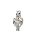Elegante ciondolo a gabbia cuore color argento accessorio gioielli DIY con perla interna. - Stile Cuore Lanterna (PL068)