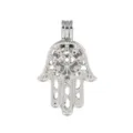 Ciondolo Gabbia Mano di Hamsa Argentato DIY Medaglietta Perla Malocchio Gioiello Moda - Stile Mano di Hamsa (PL488)