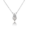 Close-up detail of the silver crown cage pendant necklace featuring an openable pearl design. - Crown (NY129)