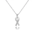 Detailed shot of the elegant silver ribbon pearl cage pendant necklace, exquisite craft. - Ribbon Bow (NY131)