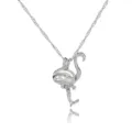 Silberner Flamingo Perlen Käfig Anhänger Halskette DIY Natur Süßwasser Perle Schmuck - Flamingo (NY144)