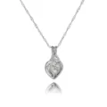 Silberfarbene hohle Herzform Perlen Anhanger Halskette fur elegante Damen Modeschmuck - Mutter-Kind-Herz (NY149)