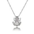 Silberfarbene Frosch Käfig Anhänger Halskette mit weißer Perle, modischer DIY Schmuck für Damen. - Frosch (NY119)
