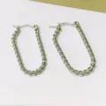 Simple fashion wide twist hoop earrings stainless steel metal geometric jewelry main view - Oval O-Shape Style / 33*16mm / Steel