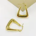 INS Mirror Polished V-Shaped U-Shaped Stainless Steel Hollow Hoop Earrings 18K Gold Plated - U-Shaped Gold
