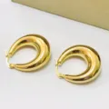18K gold plated chunky crescent hoop earrings, hollow U shaped shrimp earrings for women. - Gold Polished / 18K Gold / Gold