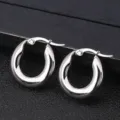 Trendy stainless steel chunky hoop earrings, classic thick circle design for daily fashion wear. - 20mm / Steel