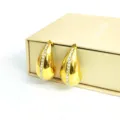 Gold teardrop rhinestone earrings, elegant 18k stainless steel C-shaped chic jewelry. - Teardrop Inlaid Zirconia Style / 32x20x18MM / Waterdrop Beaded Style