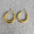 Classic minimalist chunky gold hoop earrings for women, stylish everyday jewelry accessories. - Gold (Wavy Hollow Design)