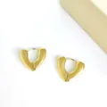 Stainless steel gold plated heart huggie hoop earrings niche design minimalist fashion jewelry - Heart Huggie Earrings / Gold