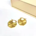 Trendy 18k gold plated stainless steel octagonal sunburst hoop earrings for women fashion sale - Octagonal Sunburst Style (20231215s)