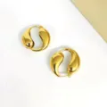 Stainless steel 18k gold plated tai chi teardrop crescent hoop earrings for women chic - Tai Chi Teardrop Gold
