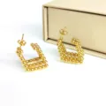 Chic 18K gold plated stainless steel multi-layer beaded hoop earrings for women fashion style. - Diamond Style / Gold