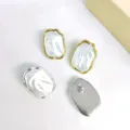 Chic irregular pearl earrings set, stainless steel gold silver plated trendy jewelry items. - Gold Artificial Pearl