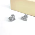 Minimalist stainless steel beaded heart stud earrings, trendy European and American style jewelry. - Heart Bead Style / 14x17mm / Steel