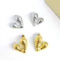 Hammered heart stainless steel earrings, trendy 18k gold plated chic jewelry for women - Hammered Heart Gold