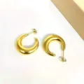 Gold chunky crescent hoop earrings, stainless steel waterproof waterdrop jewelry for women. - Crescent Moon Stud Earrings in Gold