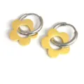 Trendy stainless steel hoop earrings with gold flower pendant for women fashion daily wear. - Five-Petal Flower Pendant Style (20231215s)