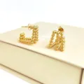 Stainless steel 18k gold multi-sphere hoop earrings, exaggerated geometric statement jewelry. - Square Shape / Gold