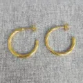 Gold twisted hoop earrings, stainless steel minimalist open hoop earrings for daily wear. - Gold (Double Layer Design)