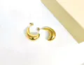 Chic 18k gold plated stainless steel crescent hoop earrings, minimalist teardrop design for women. - Banana Shape Gold