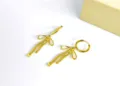 Stainless steel 18K gold plated bow hoop earrings minimalist fashion jewelry for women daily wear. - Bowknot Style (HJ1106a) / Gold