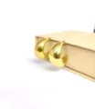 Chunky gold dome hoop earrings, minimalist polished metal C-shaped stud for women. - Style 1 (Large) / Gold