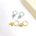 Minimalist stainless steel heart hoop earrings set in silver and gold tones, stylish jewelry. - Gold Peach Heart