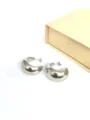 Chunky silver dome teardrop C-shaped hoop earrings for women, stylish minimalist metal jewelry. - Style 1 (Large) / Silver