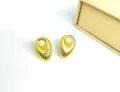 Vintage gold plated shell pearl earrings, elegant retro design for women chic daily wear. - Shell Texture Teardrop Style / Teardrop Shape Gold
